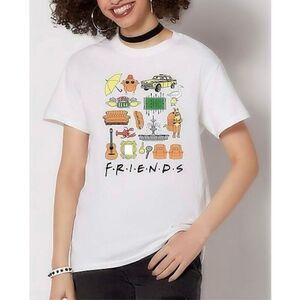 Friends Women’s Logo White T~Shirt Size L NWT